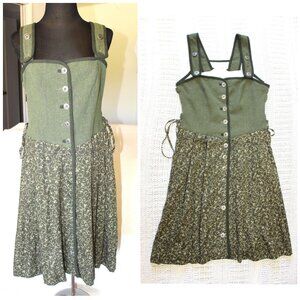 VTG Landhaus Prairie Dirndl Midi Dress Milkmaid Renaissance Cottagecore size M?